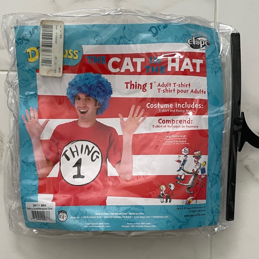 Cat in the Hat - Thing 1 Adult T-shirt and Blue Wig